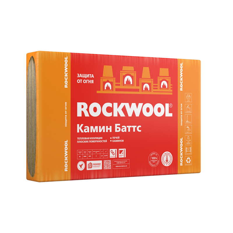 Rockwool Камин Баттс плита 1000x600 30 мм 4 шт.